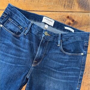 Frame Womens Le Crop Mini Boot Blue Medium Wash Stretch Denim Size 30